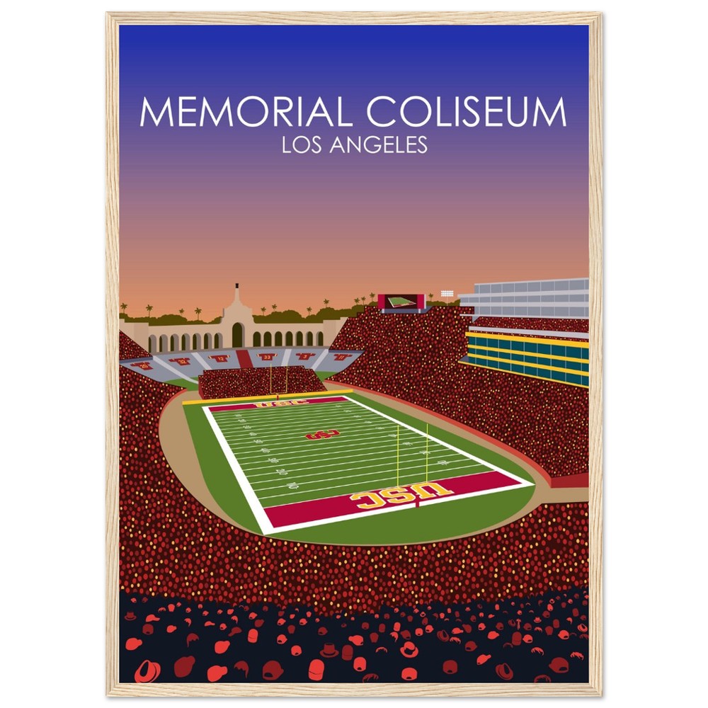 United Airlines Field at Los Angeles Memorial Coliseum Poster | USC Print | University of Southern California Football Stadium Print