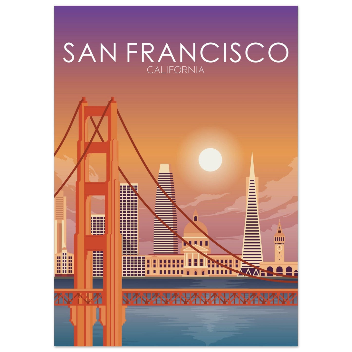 San Francisco Poster | San Francisco Wall Art | San Francisco Sunset Print
