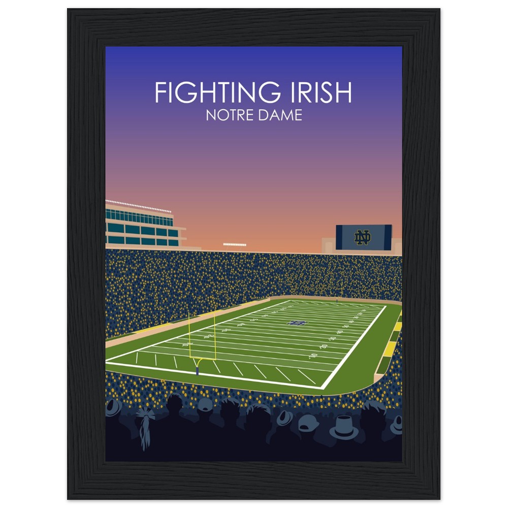 Notre Dame Stadium Poster | University of Notre Dame Fighting Irish College Football Stadium Print
