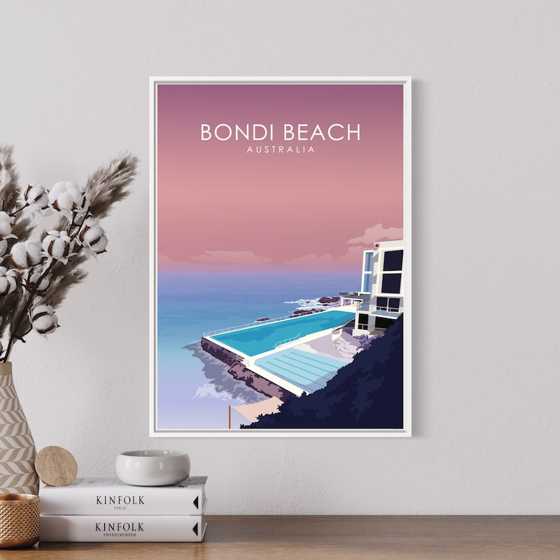 Bondi Beach Poster | Bondi Beach Print | Bondi Beach Pastel Wall Art