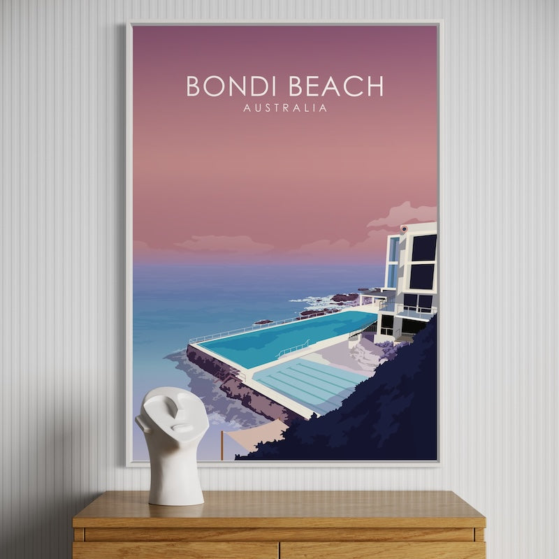 Bondi Beach Poster | Bondi Beach Print | Bondi Beach Pastel Wall Art
