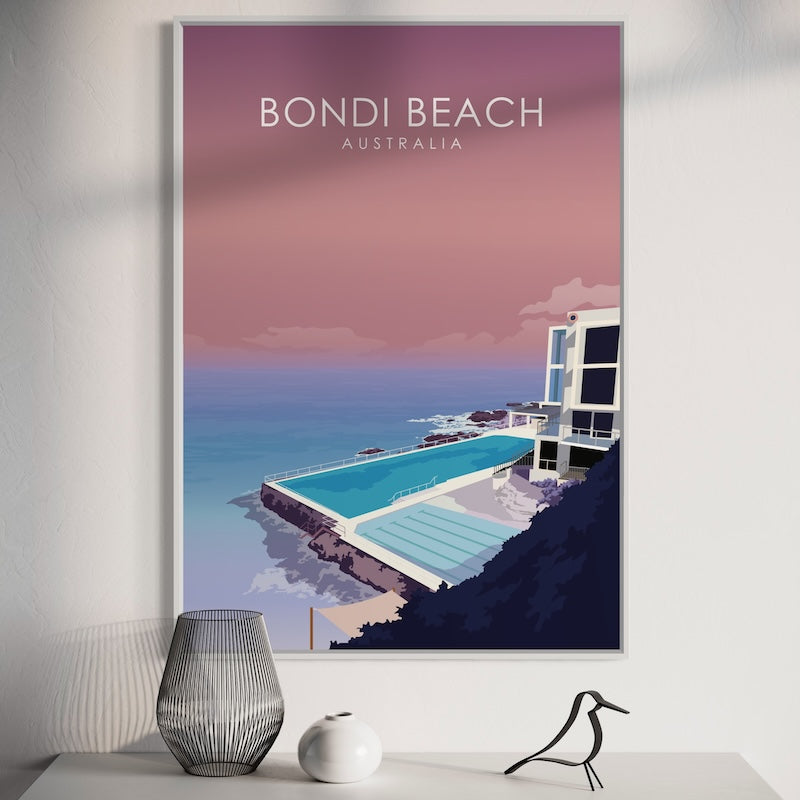 Bondi Beach Poster | Bondi Beach Print | Bondi Beach Pastel Wall Art