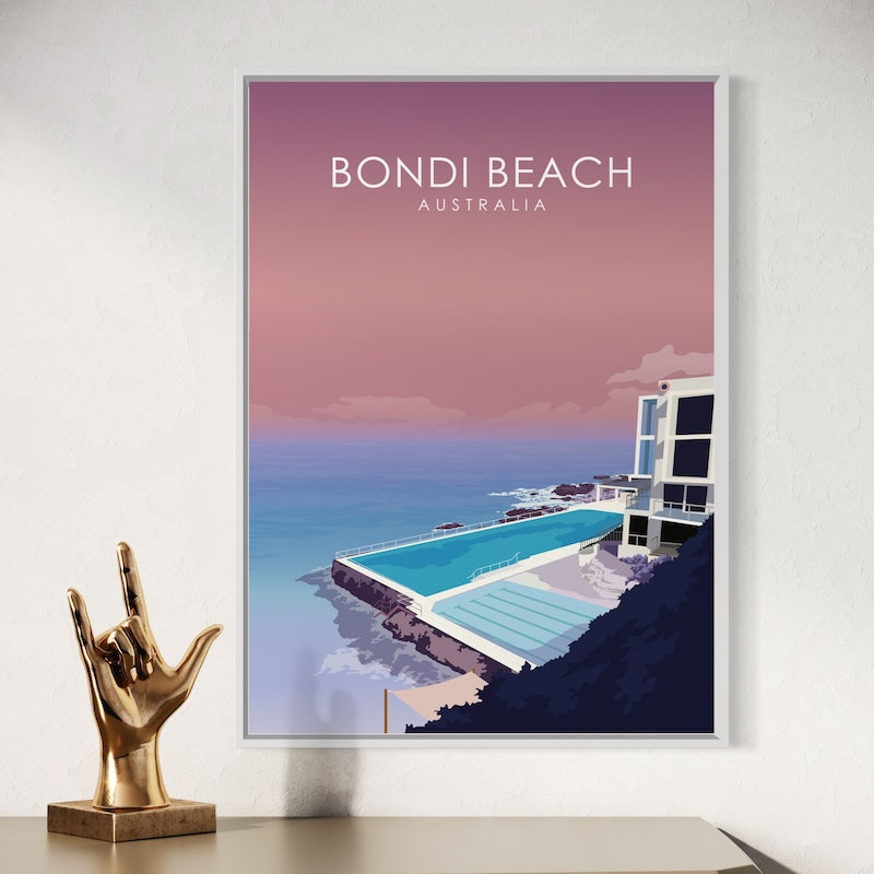 Bondi Beach Poster | Bondi Beach Print | Bondi Beach Pastel Wall Art