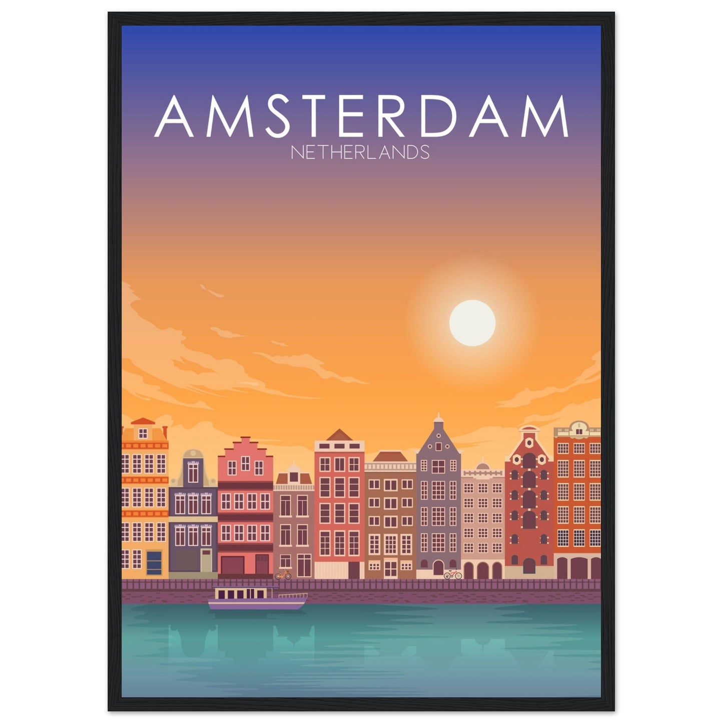 Amsterdam Poster | Amsterdam Wall Art | Amsterdam Sunset Print