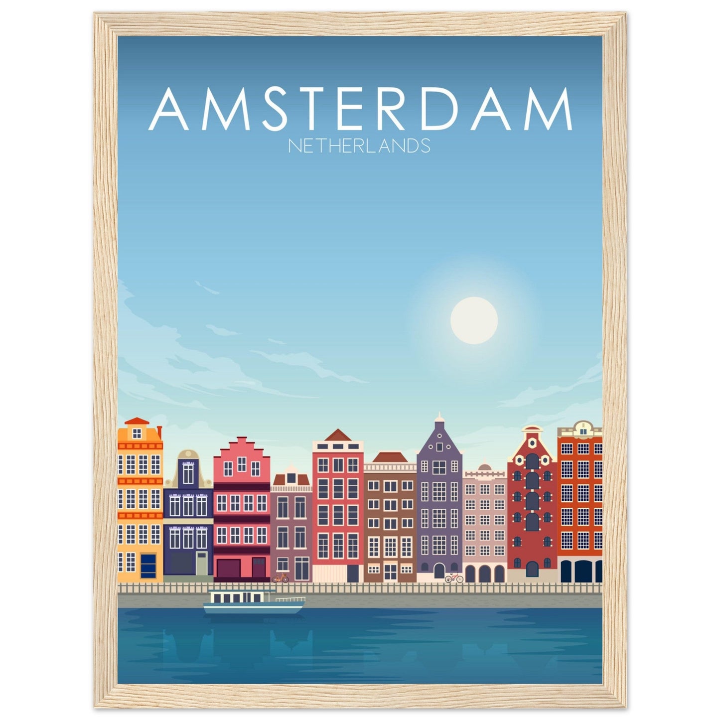 Amsterdam Poster | Amsterdam Wall Art | Amsterdam Daytime Print
