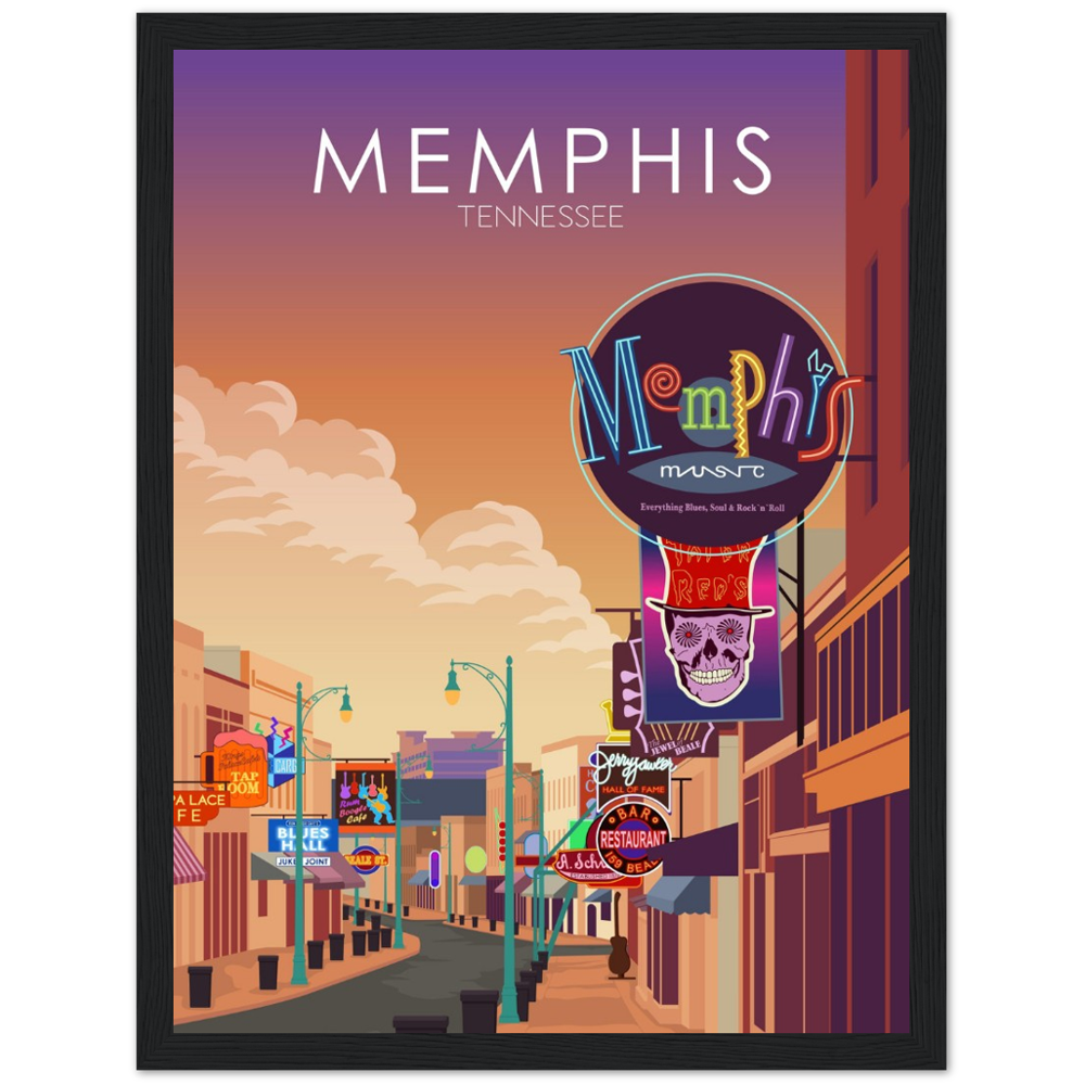 Memphis Poster | Memphis Wall Art | Memphis Sunset Print