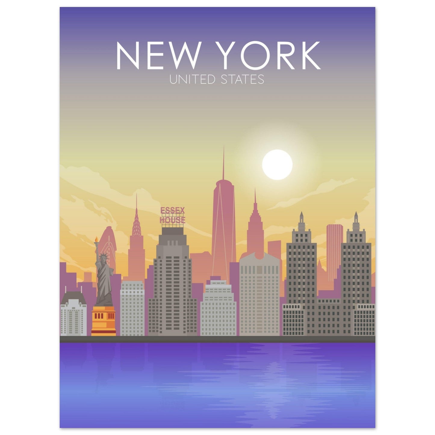 New York Poster | New York Wall Art | New York Sunset Print
