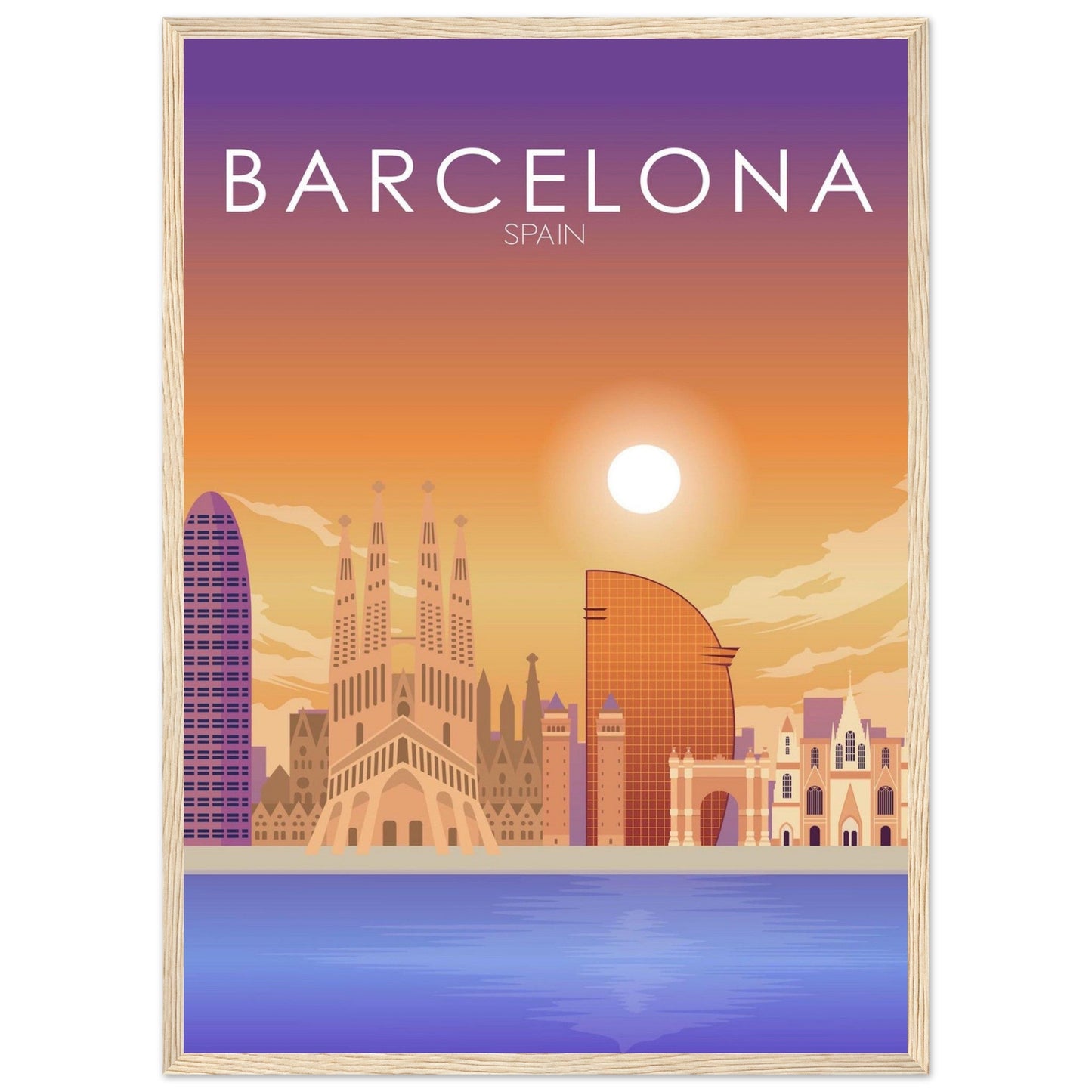 Barcelona Poster | Barcelona Wall Art | Barcelona Sunset Print