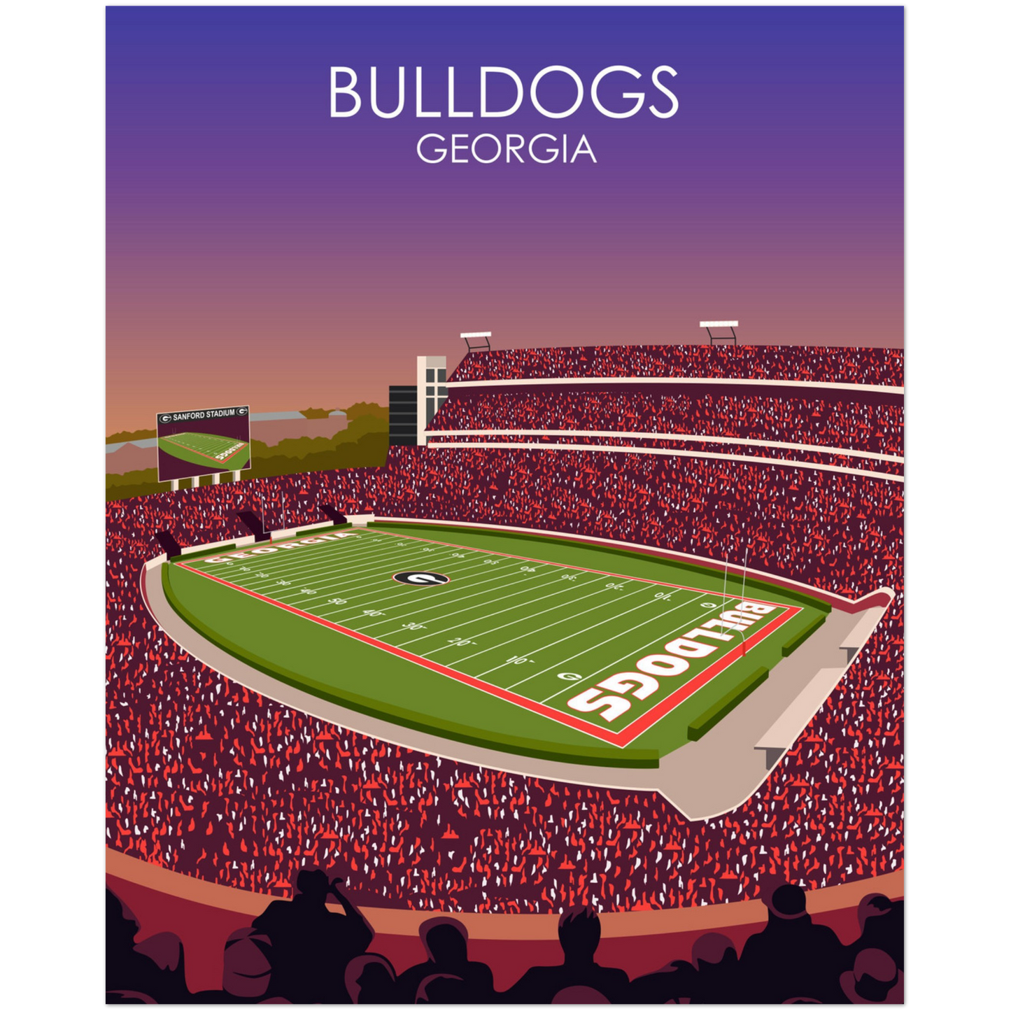 Georgia Bulldogs Poster | Sanford Stadium Poster | University of Georgia College Football Stadium Print