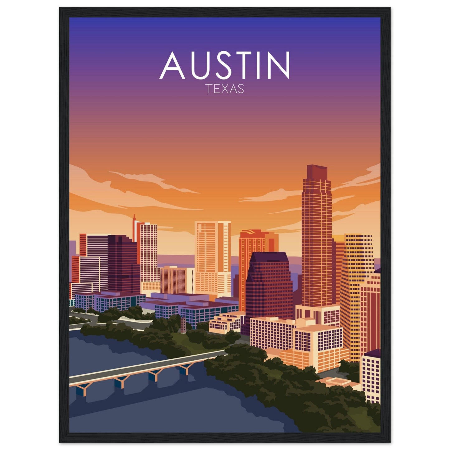 Austin Poster | Austin Wall Art | Austin Sunset Print