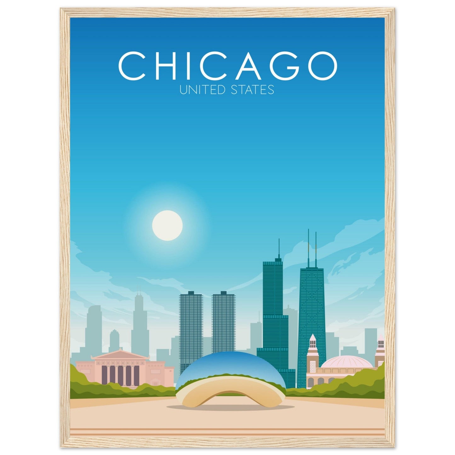 Chicago Poster | Chicago Wall Art | Chicago Daytime Print