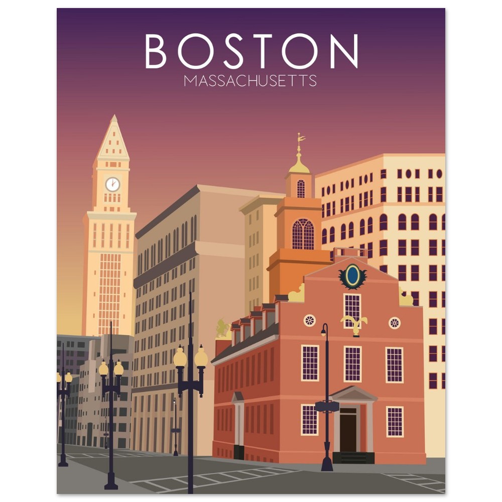 Boston Poster | Boston Wall Art | Boston Sunset Print