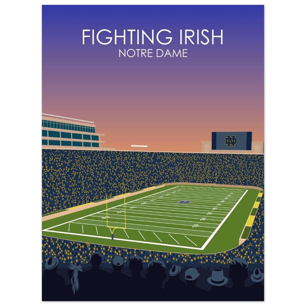 Notre Dame Stadium Poster | University of Notre Dame Fighting Irish College Football Stadium Print