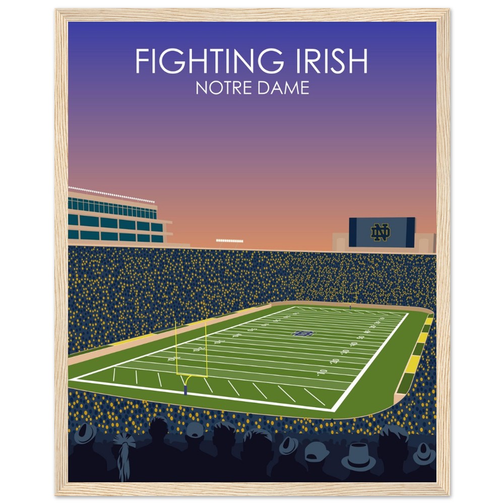 Notre Dame Stadium Poster | University of Notre Dame Fighting Irish College Football Stadium Print