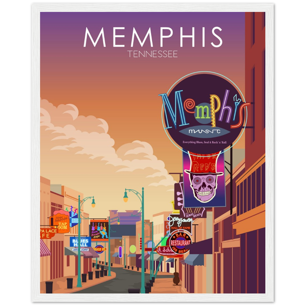 Memphis Poster | Memphis Wall Art | Memphis Sunset Print