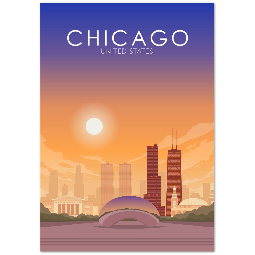 Chicago Poster | Chicago Wall Art | Chicago Sunset Print