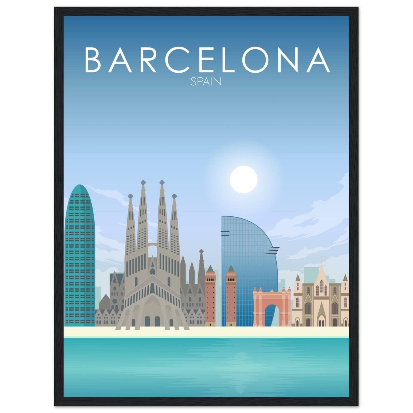 Barcelona Poster | Barcelona Wall Art | Barcelona Daytime Print