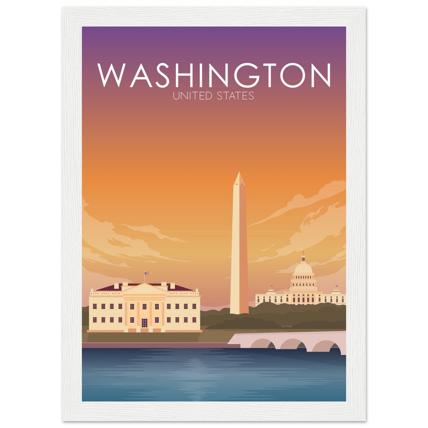 Washington Poster | Washington DC Wall Art | Washington DC Sunset Print