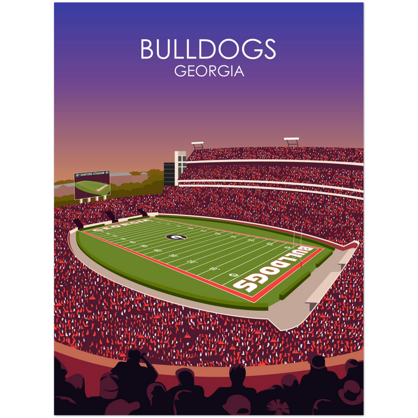 Georgia Bulldogs Poster | Sanford Stadium Poster | University of Georgia College Football Stadium Print