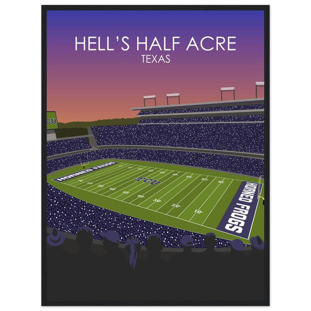Hell's Half Acre Poster | Amon G. Carter Stadium Poster | University of TSU Horned frogs College Football Stadium Print