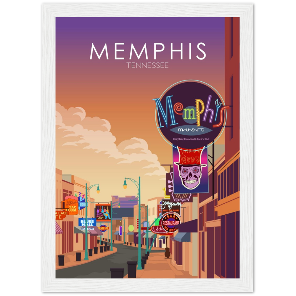 Memphis Poster | Memphis Wall Art | Memphis Sunset Print