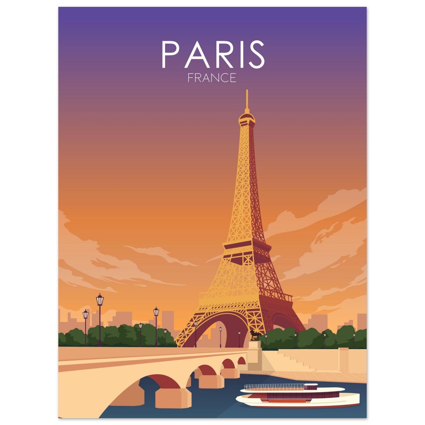 Paris Poster | Paris Wall Art | Paris Sunset Print