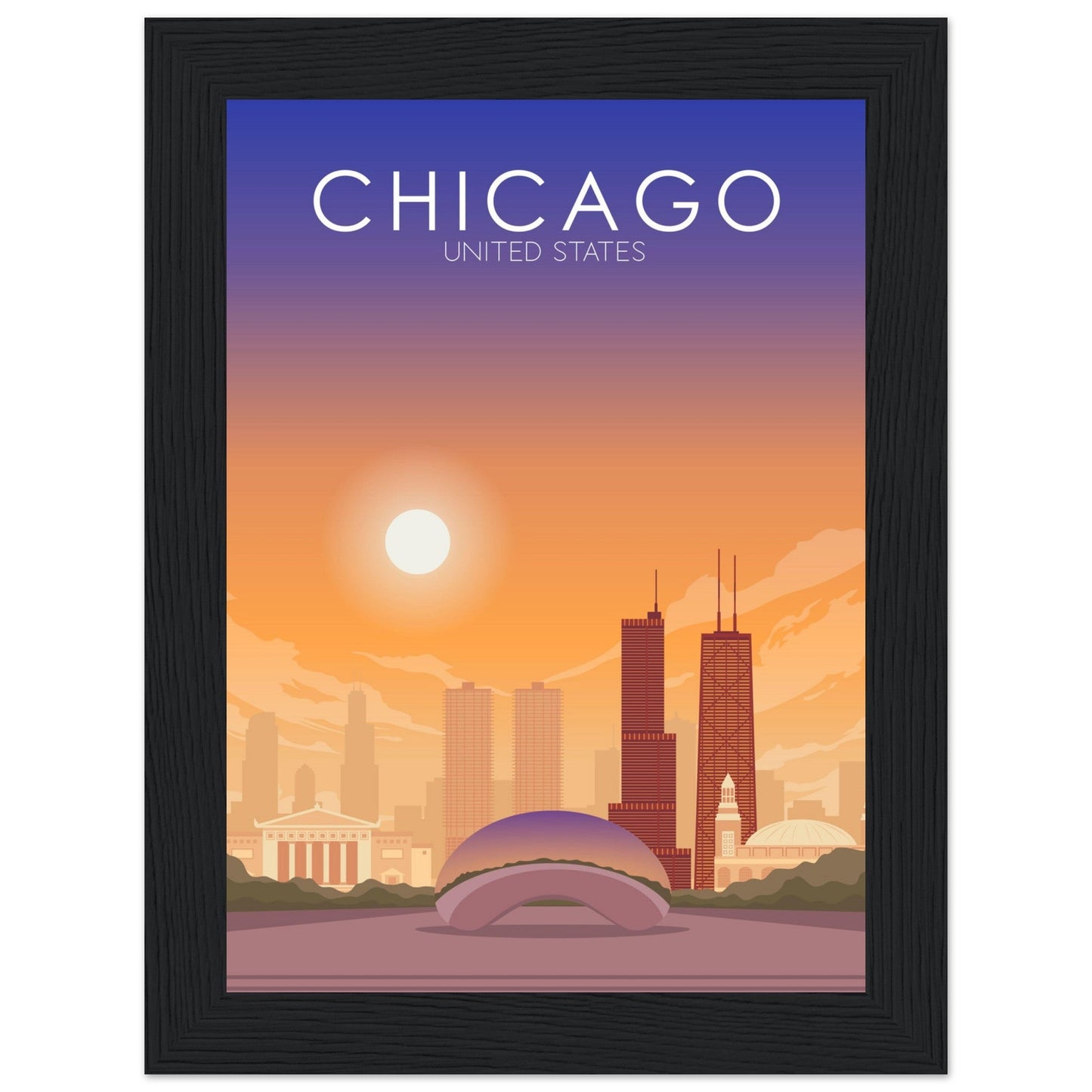 Chicago Poster | Chicago Wall Art | Chicago Sunset Print