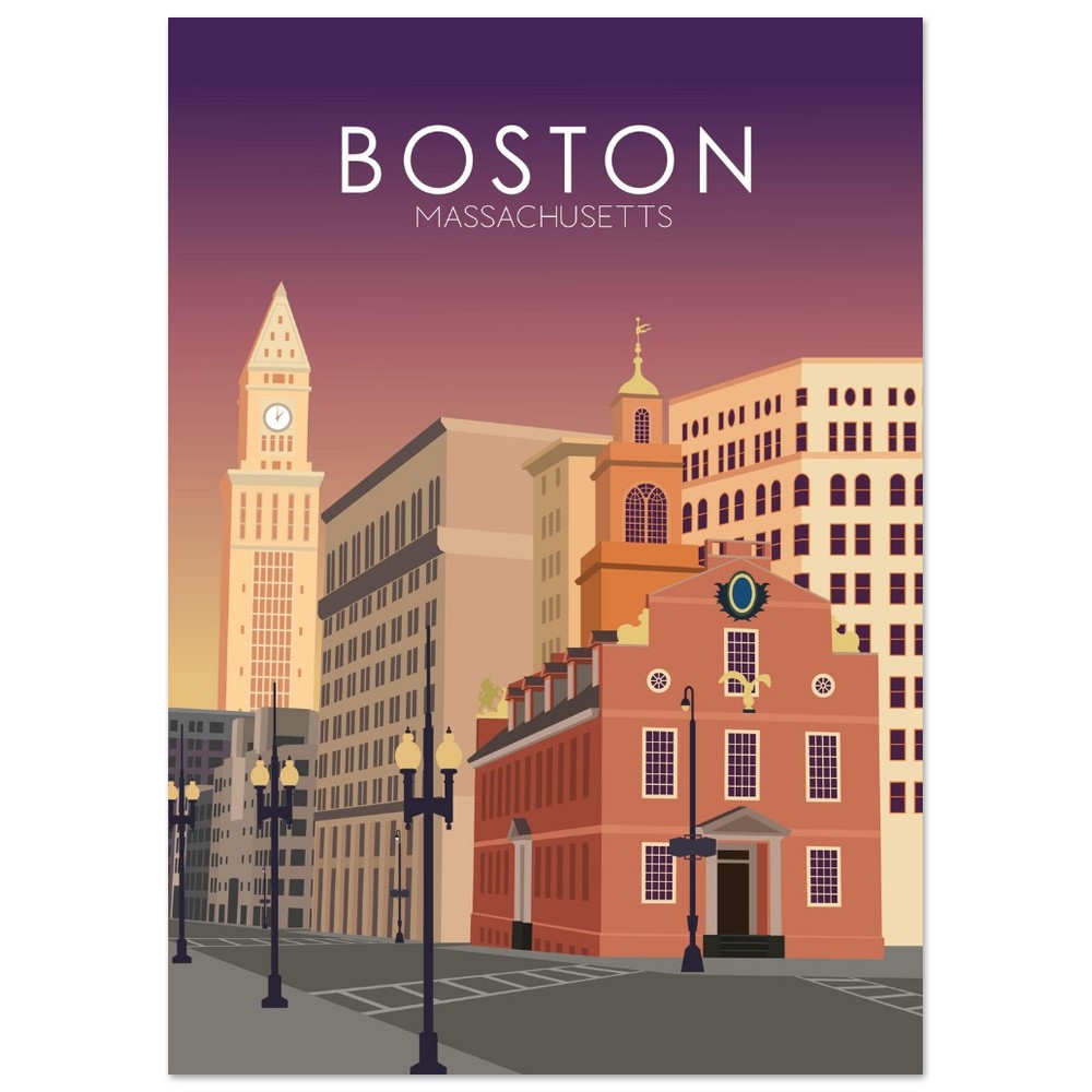 Boston Poster | Boston Wall Art | Boston Sunset Print
