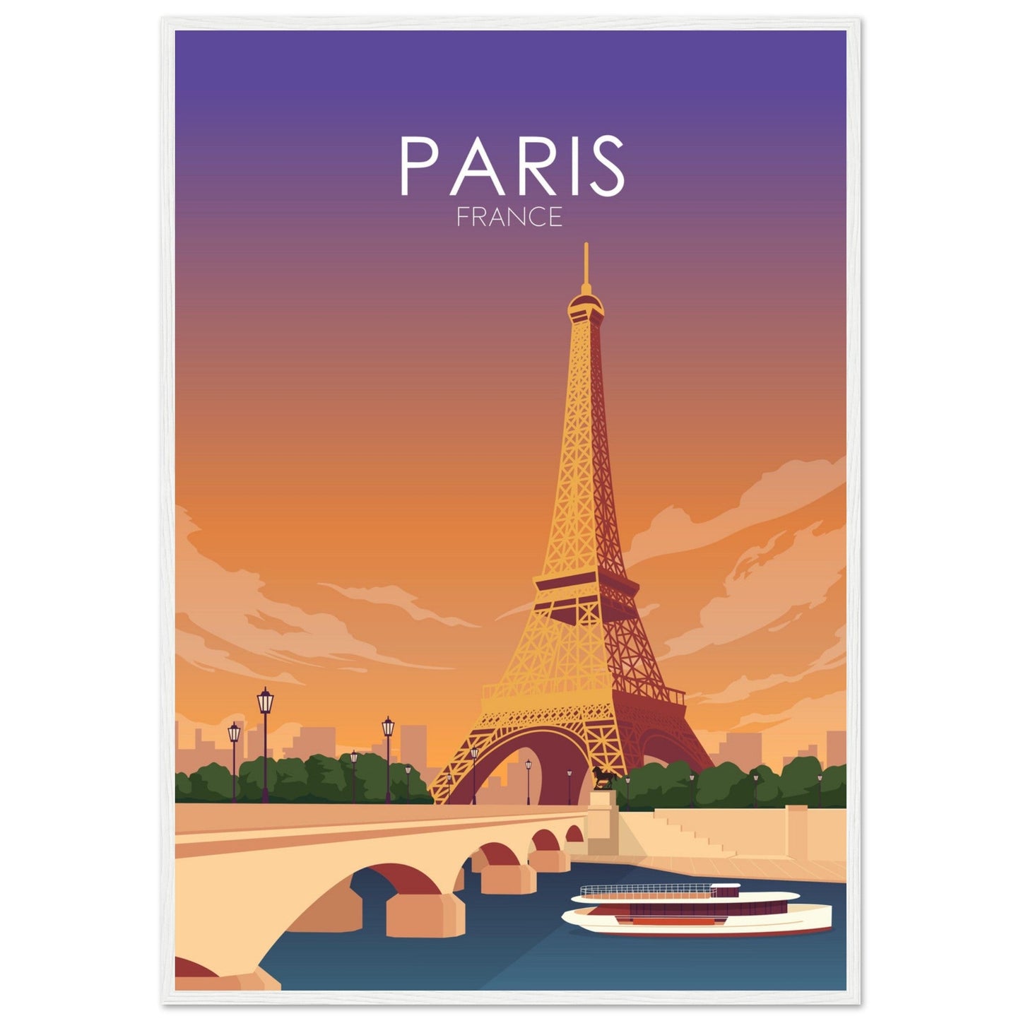 Paris Poster | Paris Wall Art | Paris Sunset Print