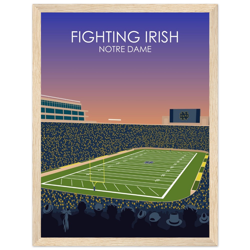 Notre Dame Stadium Poster | University of Notre Dame Fighting Irish College Football Stadium Print