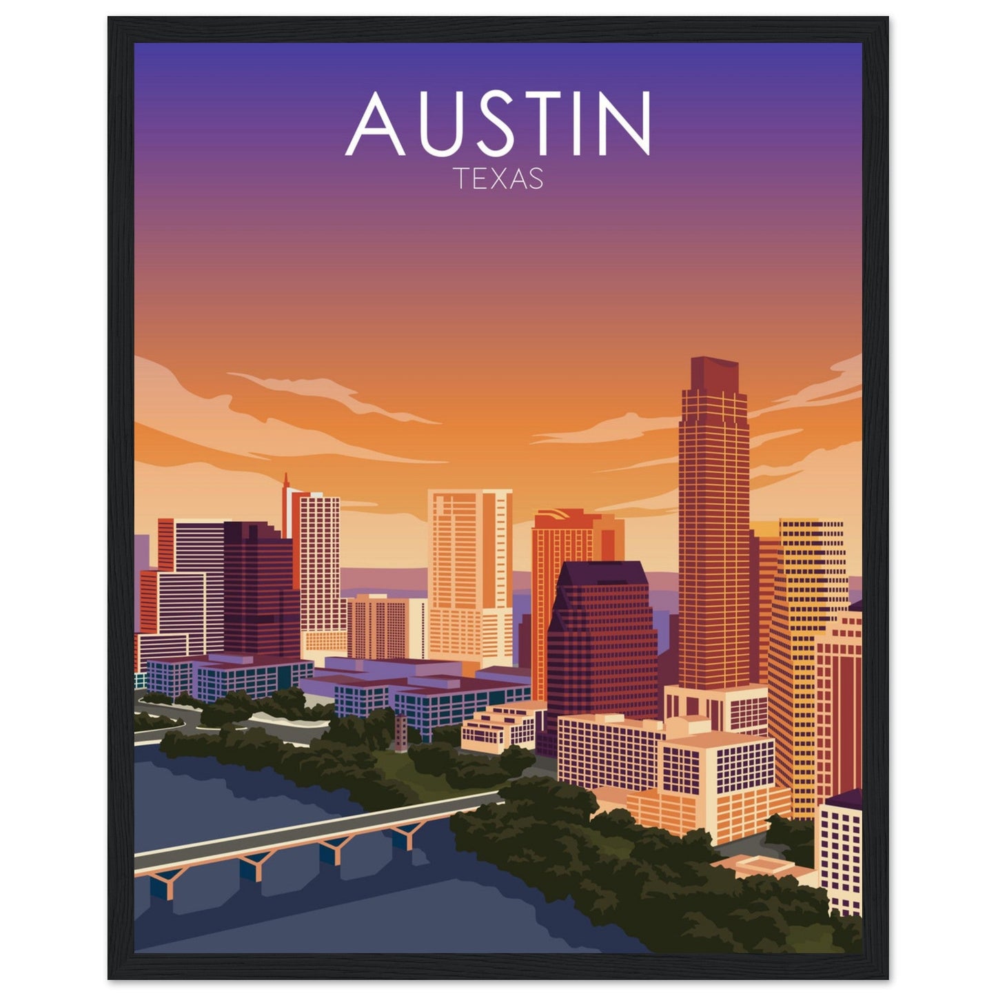 Austin Poster | Austin Wall Art | Austin Sunset Print