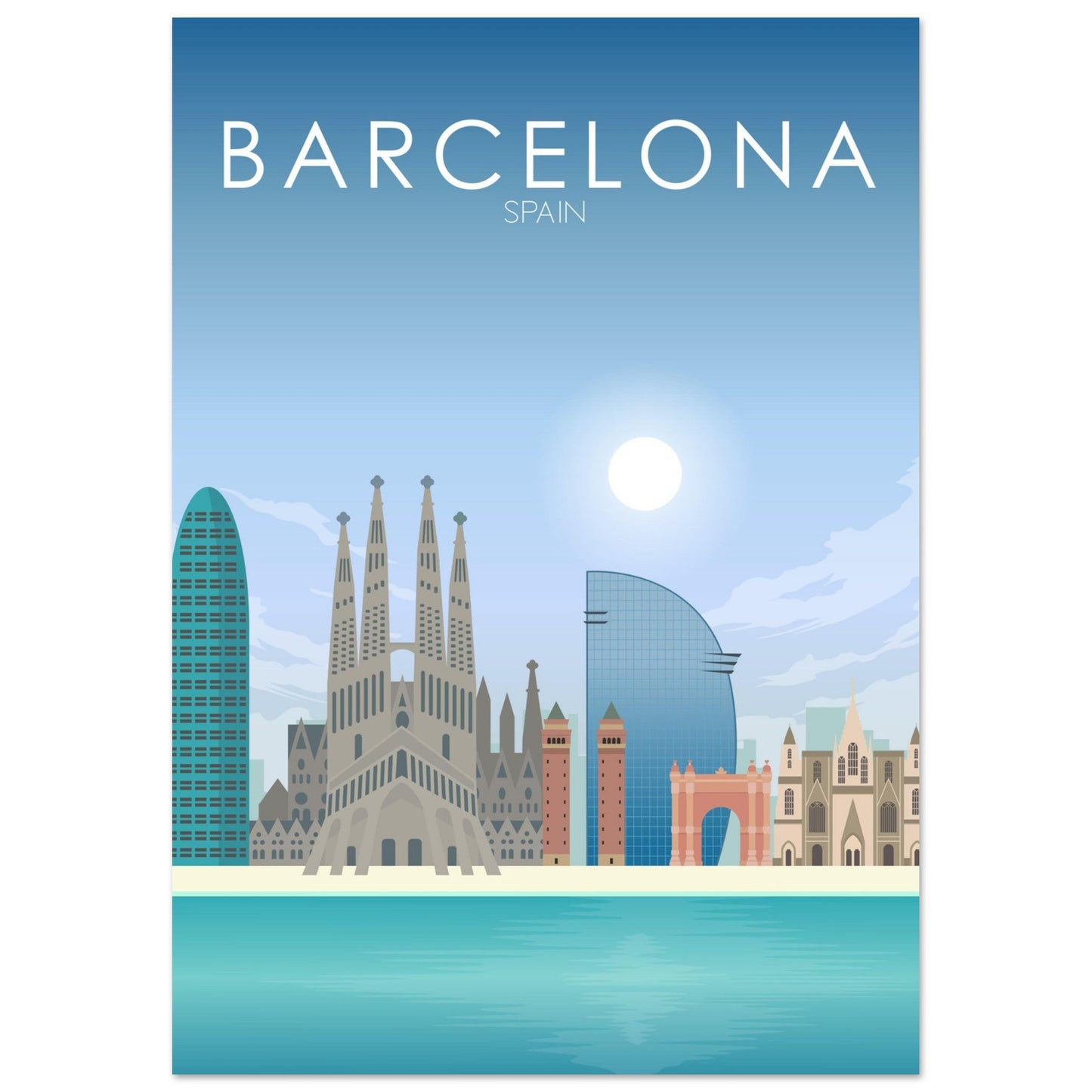 Barcelona Poster | Barcelona Wall Art | Barcelona Daytime Print