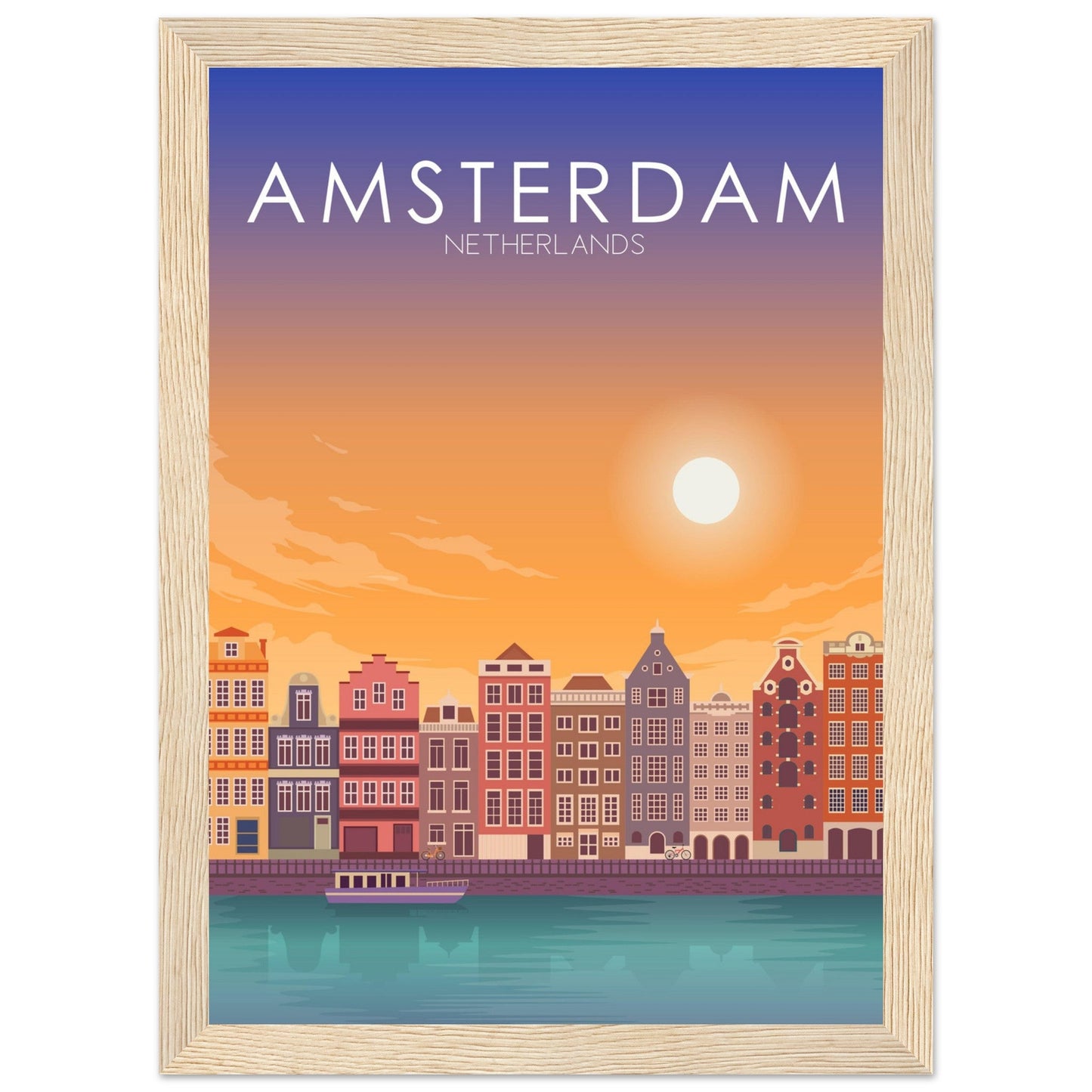 Amsterdam Poster | Amsterdam Wall Art | Amsterdam Sunset Print