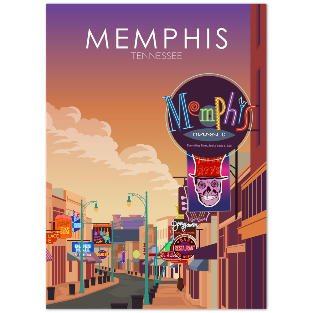 Memphis Poster | Memphis Wall Art | Memphis Sunset Print
