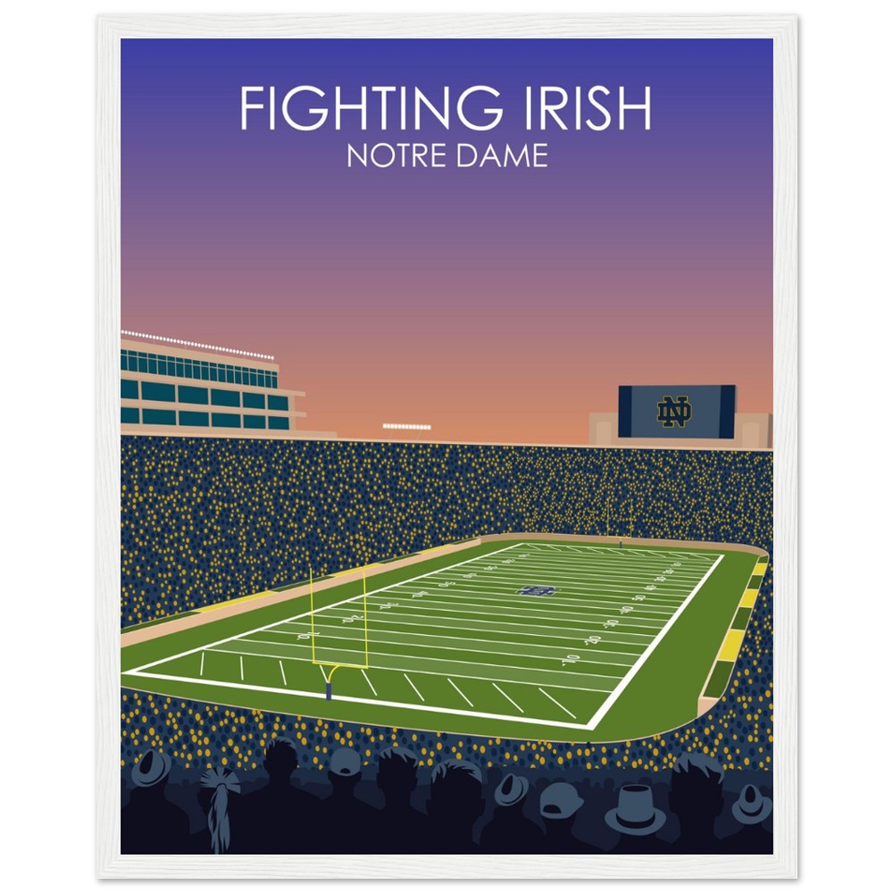 Notre Dame Stadium Poster | University of Notre Dame Fighting Irish College Football Stadium Print
