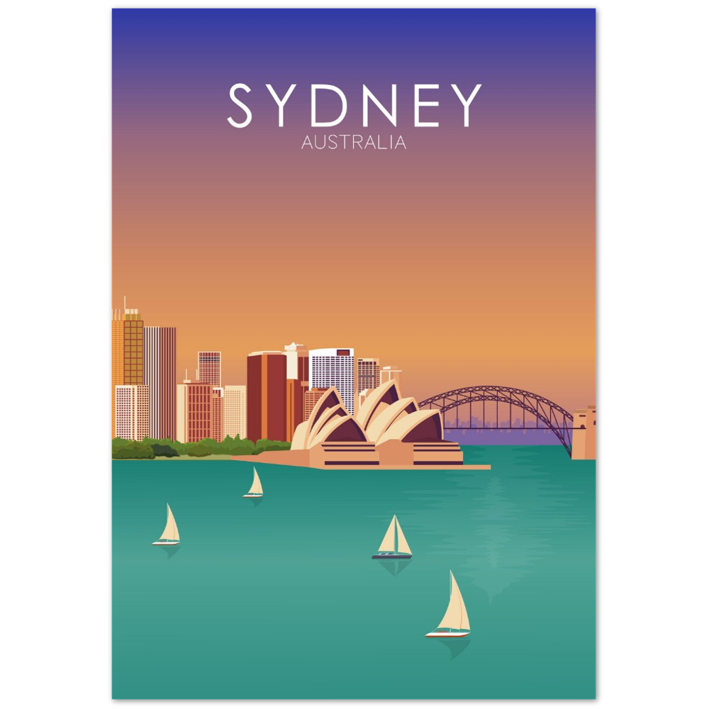 Sydney Poster | Sydney Wall Art | Sydney Sunset Print