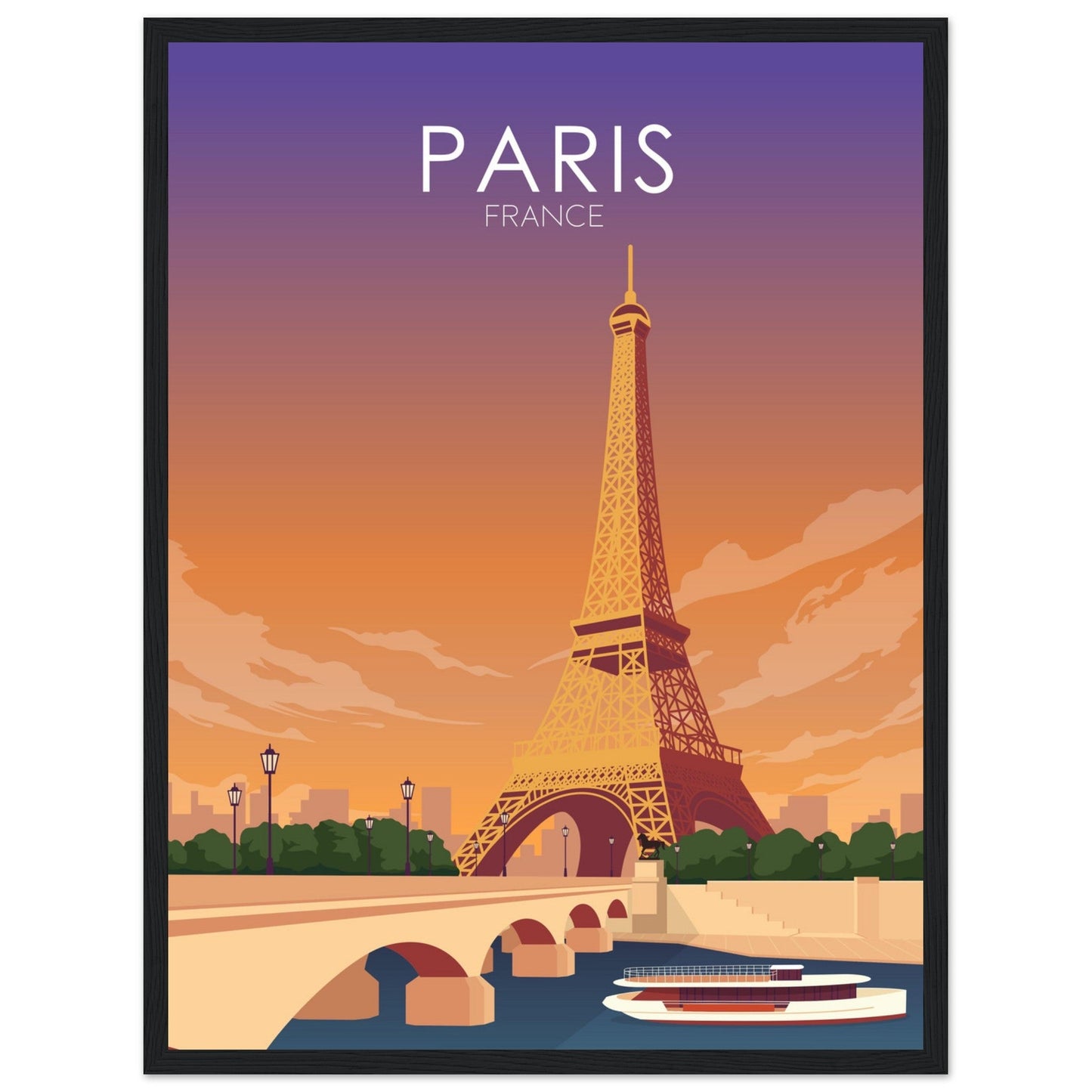 Paris Poster | Paris Wall Art | Paris Sunset Print