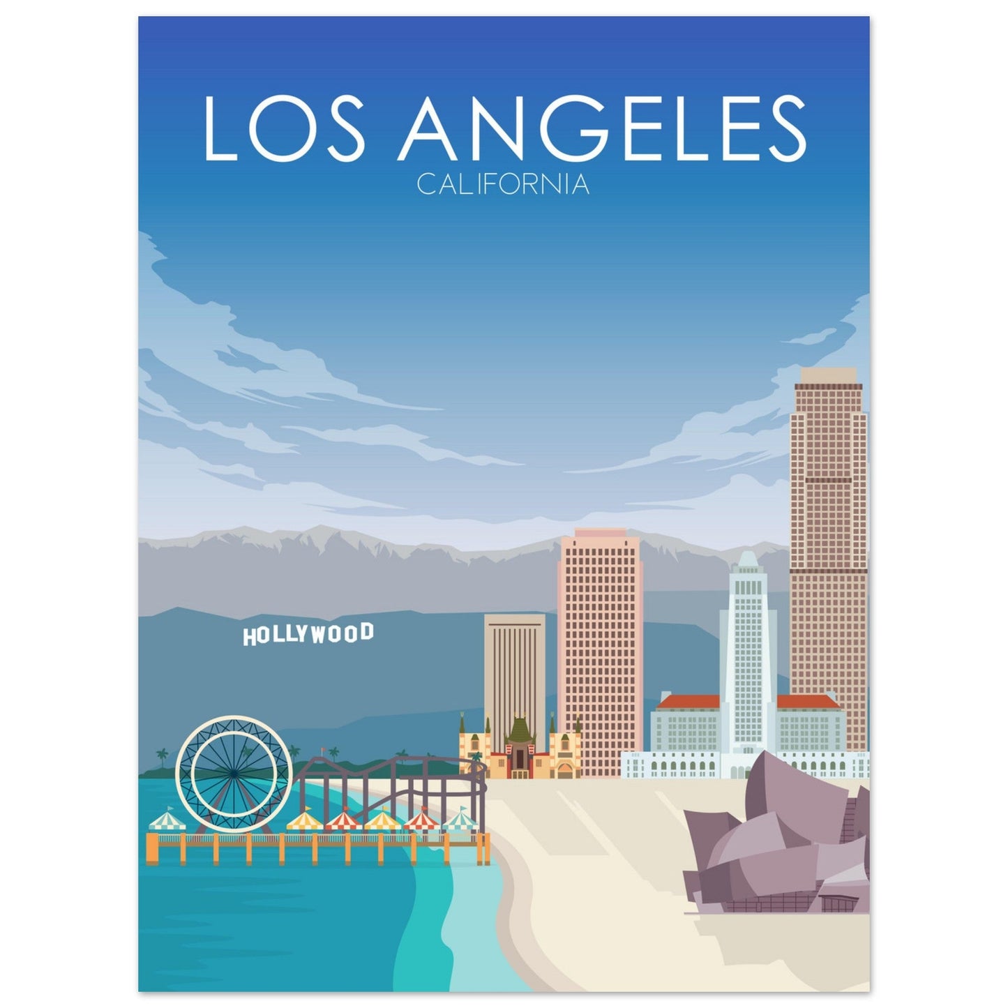 Los Angeles Poster | Los Angeles Wall Art | Los Angeles Daytime Print