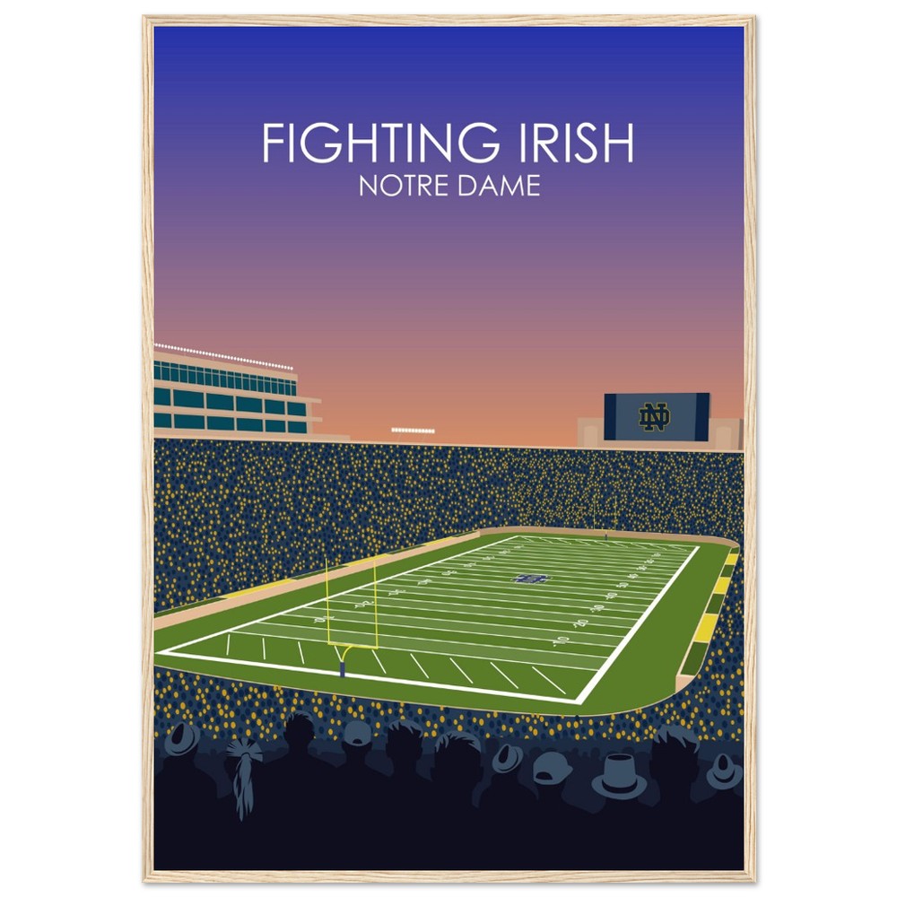 Notre Dame Stadium Poster | University of Notre Dame Fighting Irish College Football Stadium Print