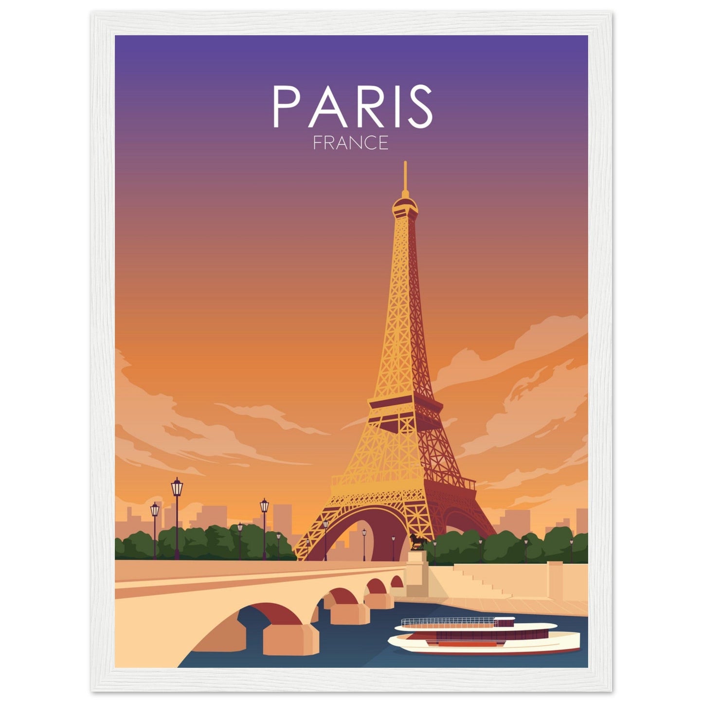 Paris Poster | Paris Wall Art | Paris Sunset Print