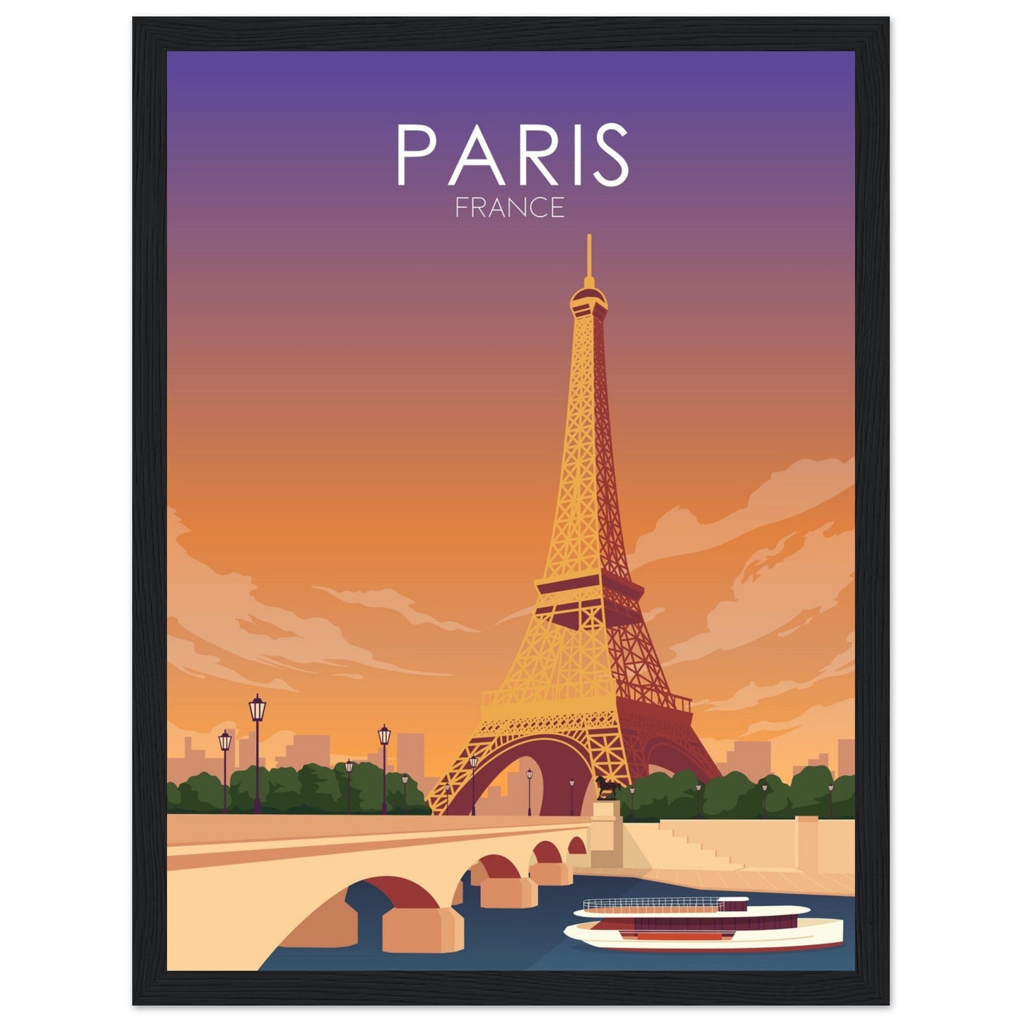 Paris Poster | Paris Wall Art | Paris Sunset Print