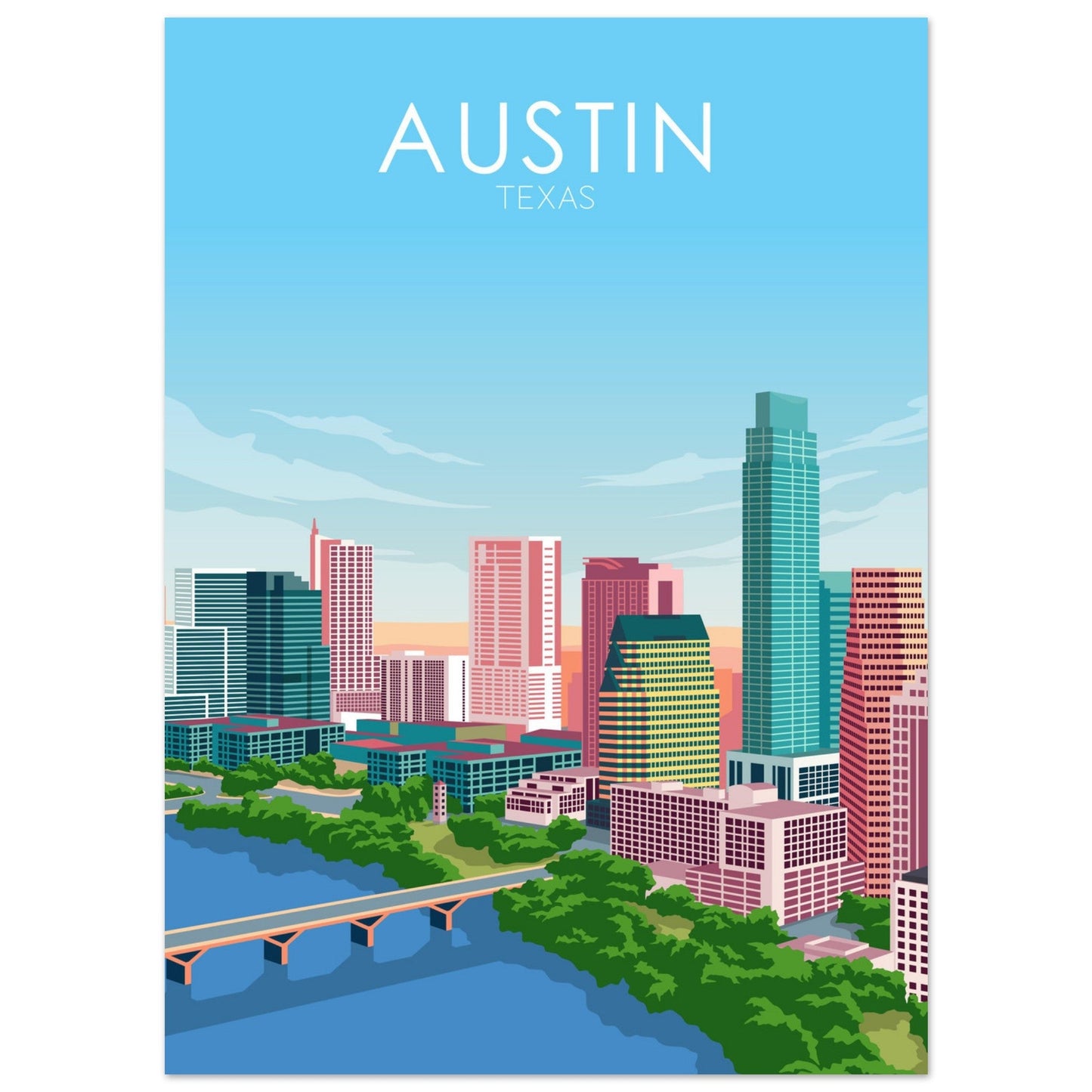 Austin Poster | Austin Wall Art | Austin Pastel Print