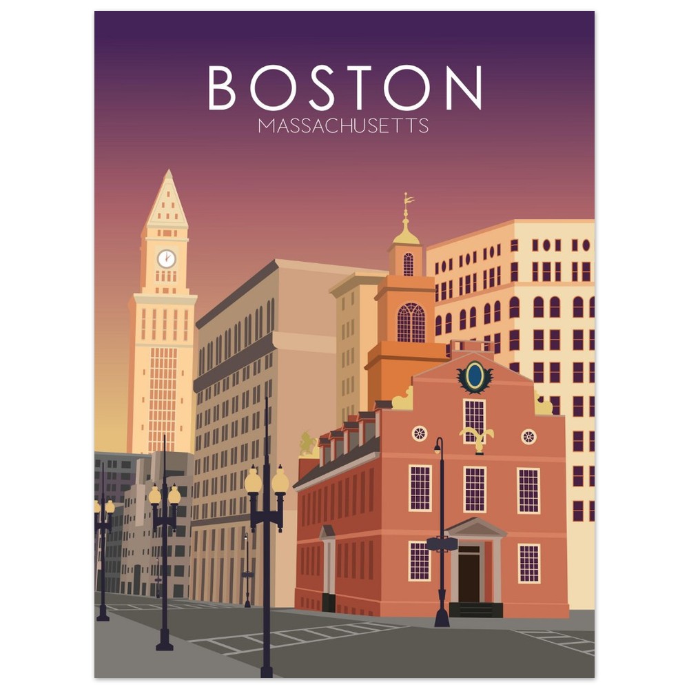 Boston Poster | Boston Wall Art | Boston Sunset Print