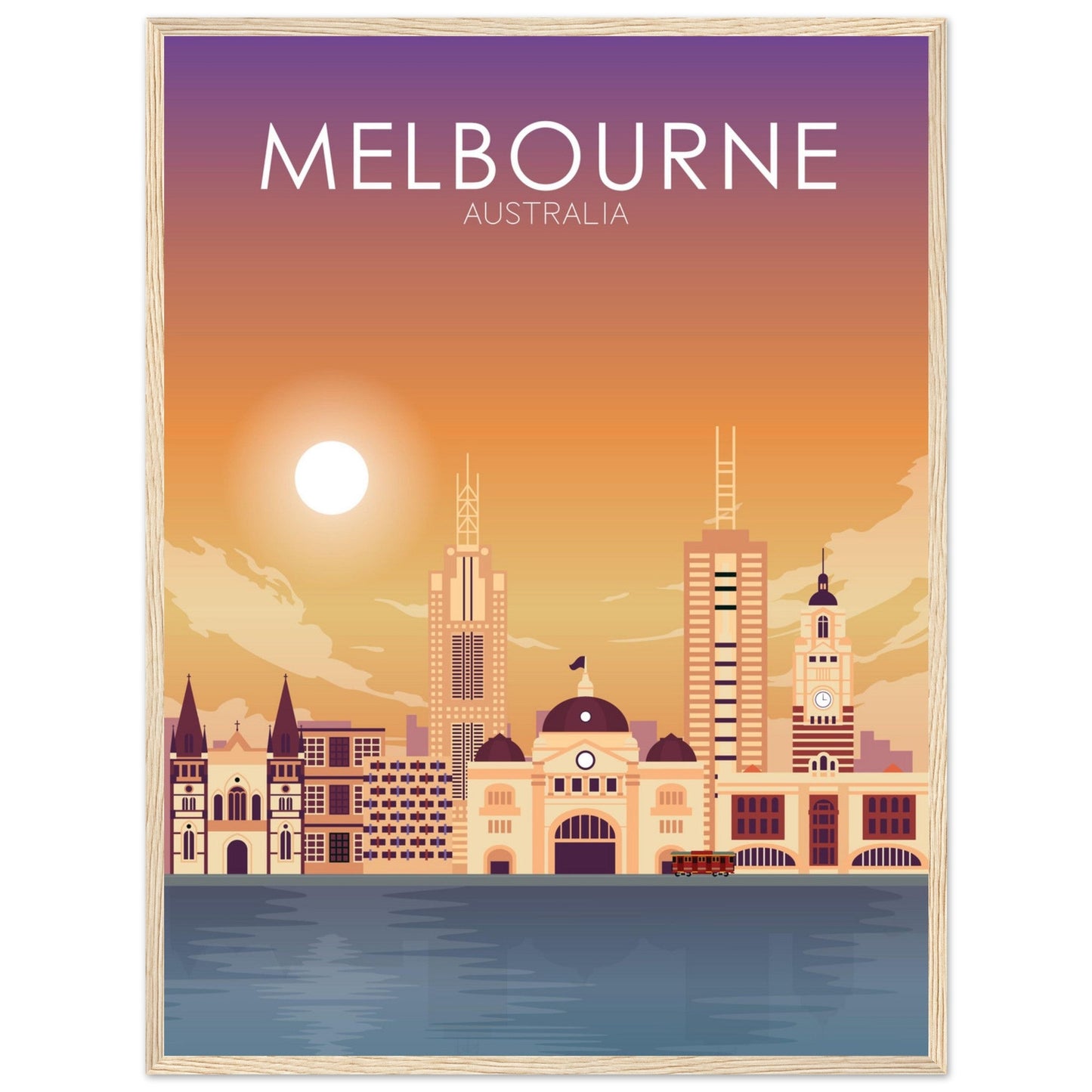 Melbourne Poster | Melbourne Wall Art | Melbourne Sunset Print