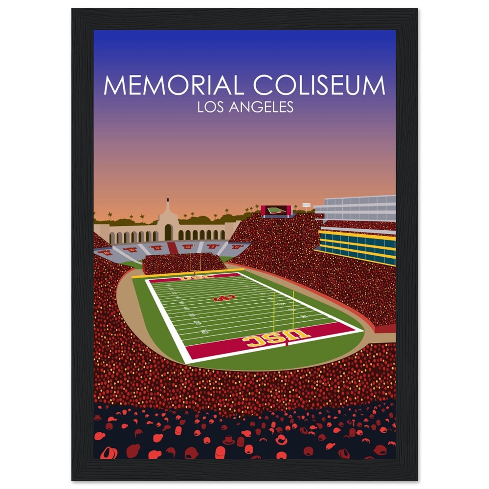 United Airlines Field at Los Angeles Memorial Coliseum Poster | USC Print | University of Southern California Football Stadium Print