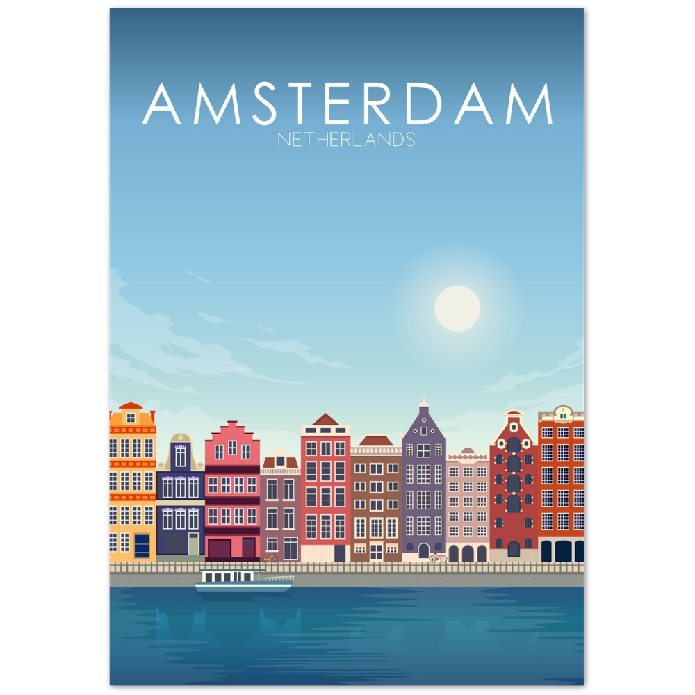 Amsterdam Poster | Amsterdam Wall Art | Amsterdam Daytime Print