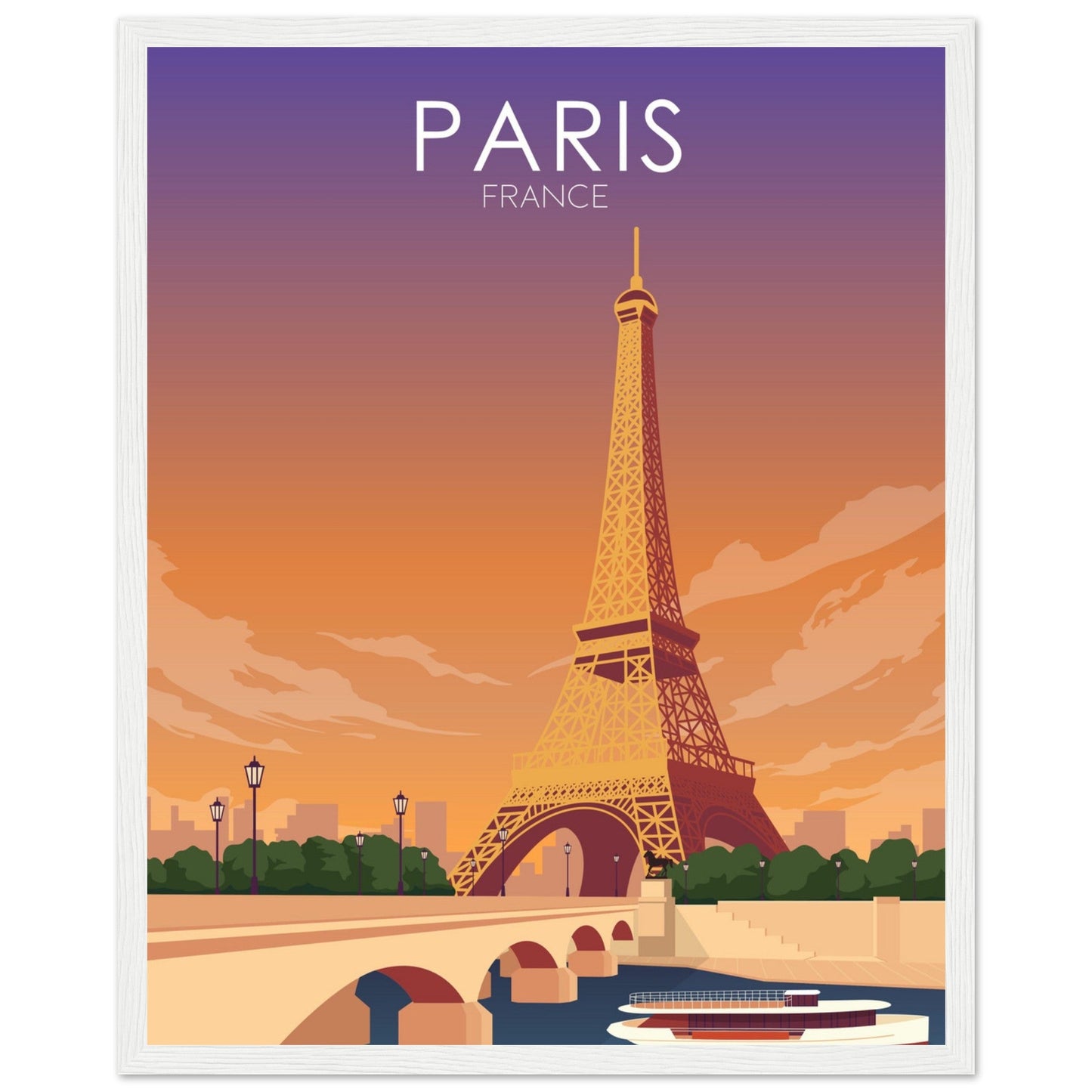 Paris Poster | Paris Wall Art | Paris Sunset Print