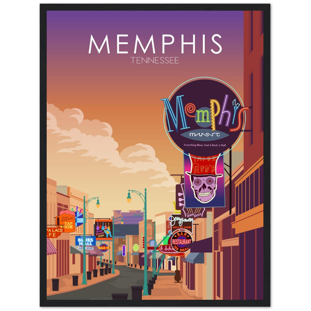 Memphis Poster | Memphis Wall Art | Memphis Sunset Print