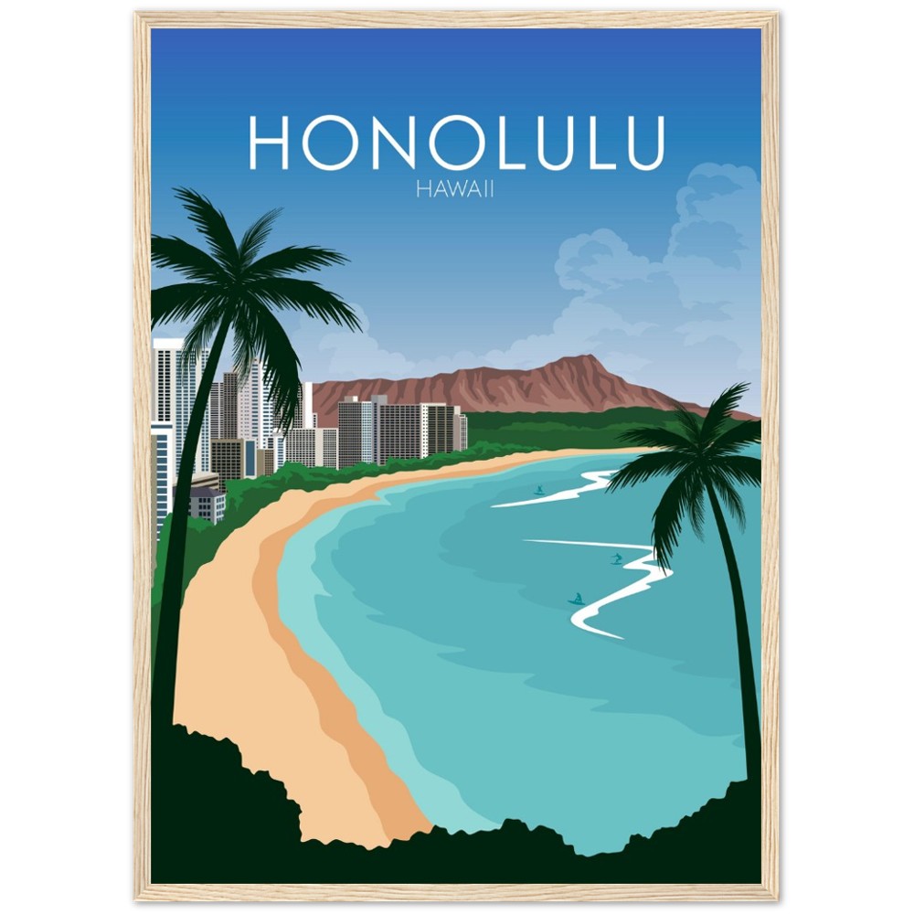 Honolulu Poster | Honolulu Wall Art | Honolulu Daytime Print