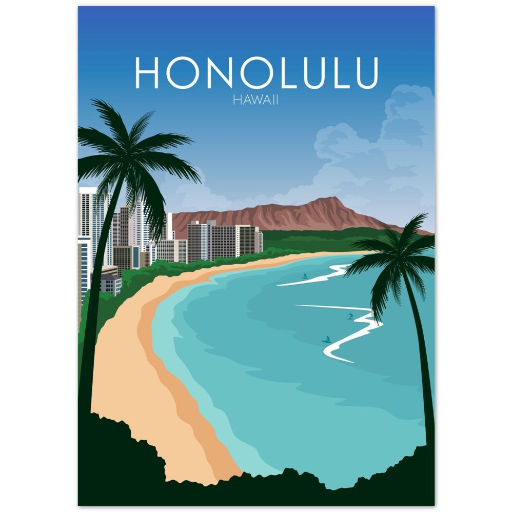 Honolulu Poster | Honolulu Wall Art | Honolulu Daytime Print